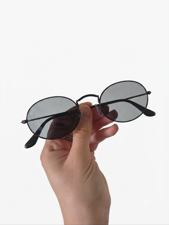 Ray-Ban Accessories - Ray-Ban Oval Metal RB3547 Polished Black frame with Dark Gray lenses Sunglasses